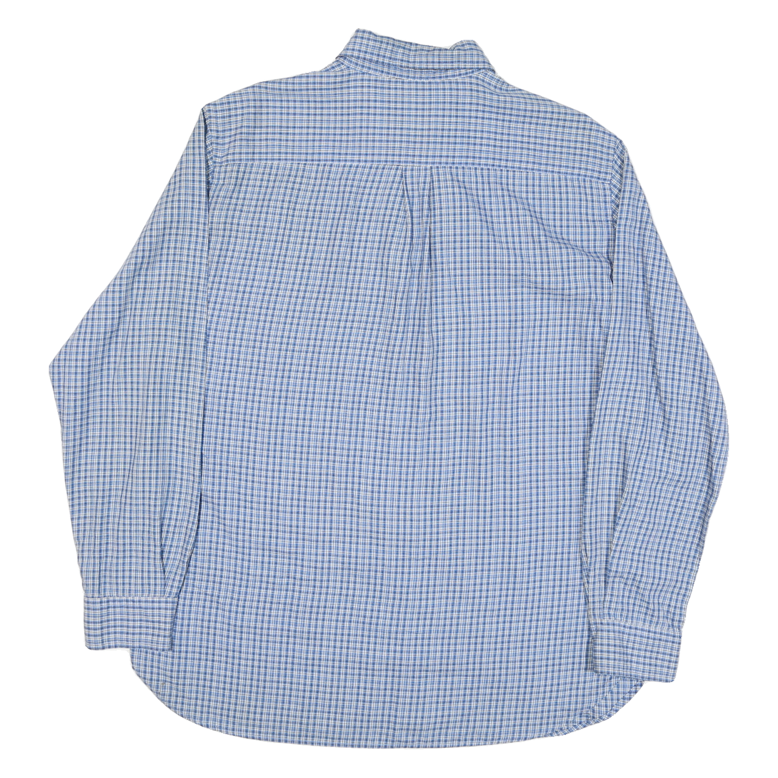 CHAPS Mens Blue & White Check Shirt L Button Down Collar Long Sleeve Casual