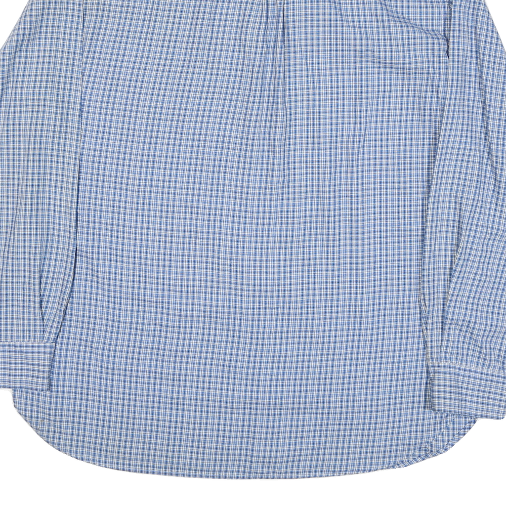 CHAPS Mens Blue & White Check Shirt L Button Down Collar Long Sleeve Casual