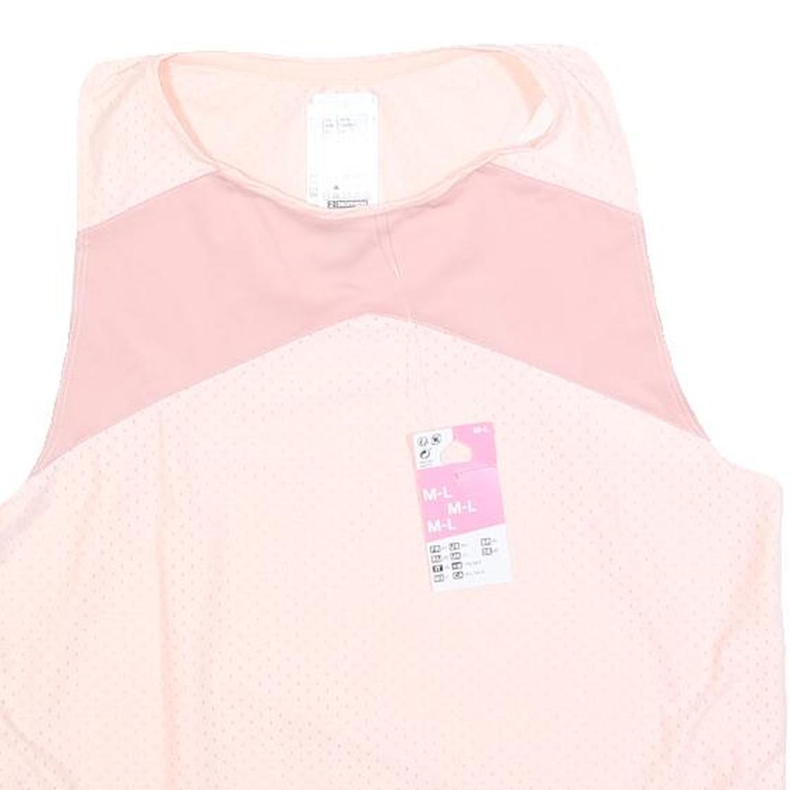 DOMYOS Womens Pink & Light Pink Sporty Sleeveless Round Neck T-Shirt M