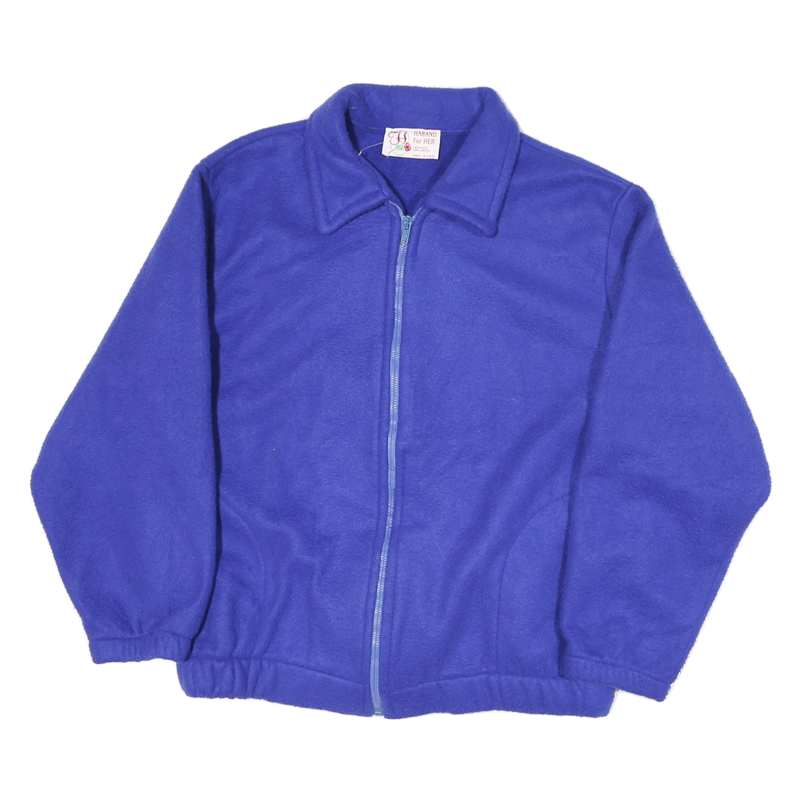 HABAND Womens Blue Fleece Jacket L Polyester Blend Zip Closure Elastic Hem
