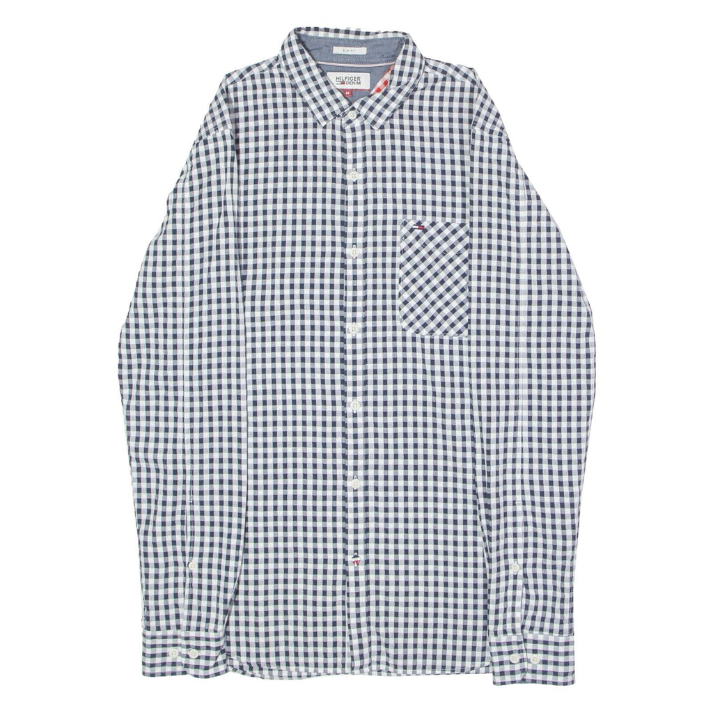 TOMMY HILFIGER Slim Fit Mens Shirt Black Gingham Long Sleeve M