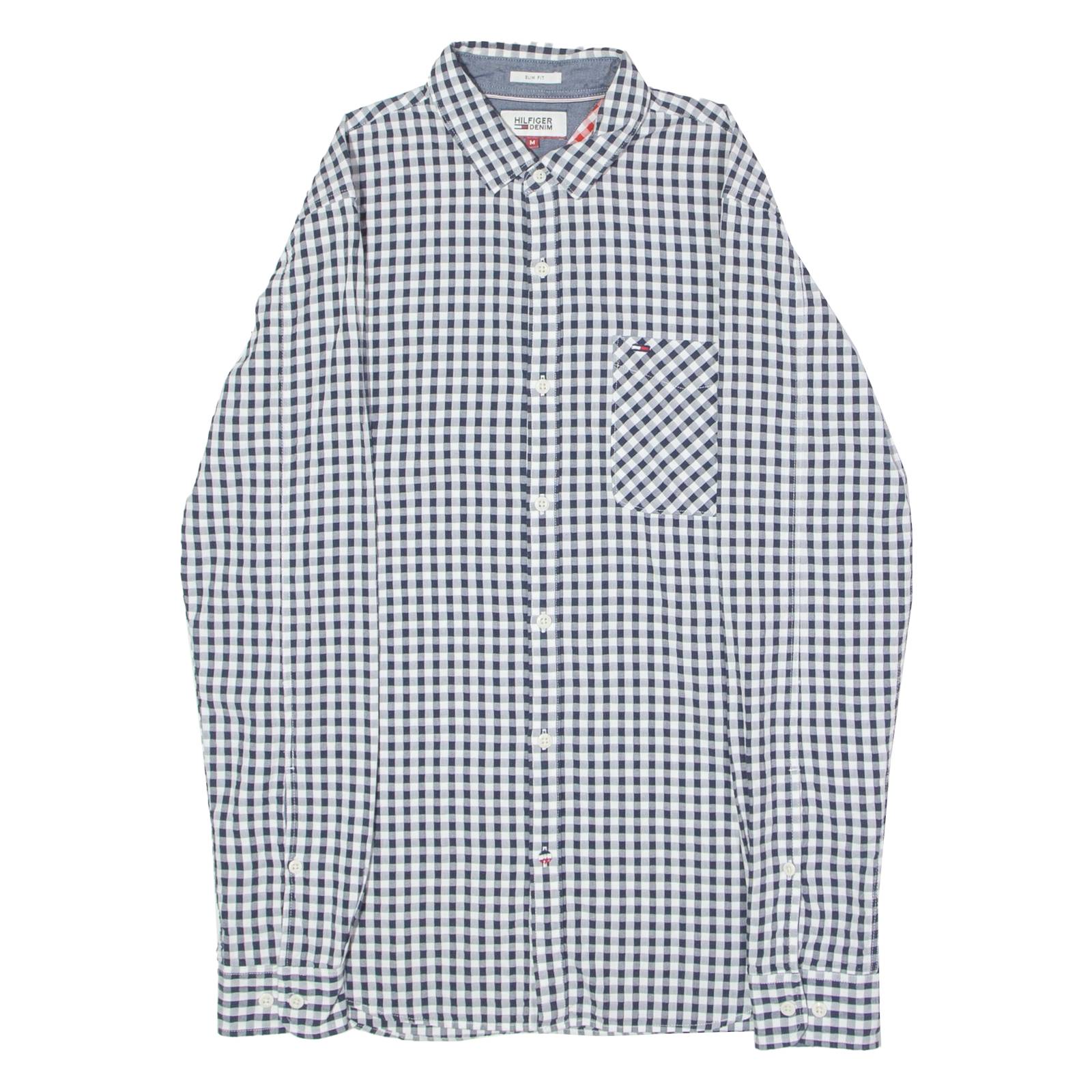 TOMMY HILFIGER Slim Fit Mens Shirt Black Gingham Long Sleeve M