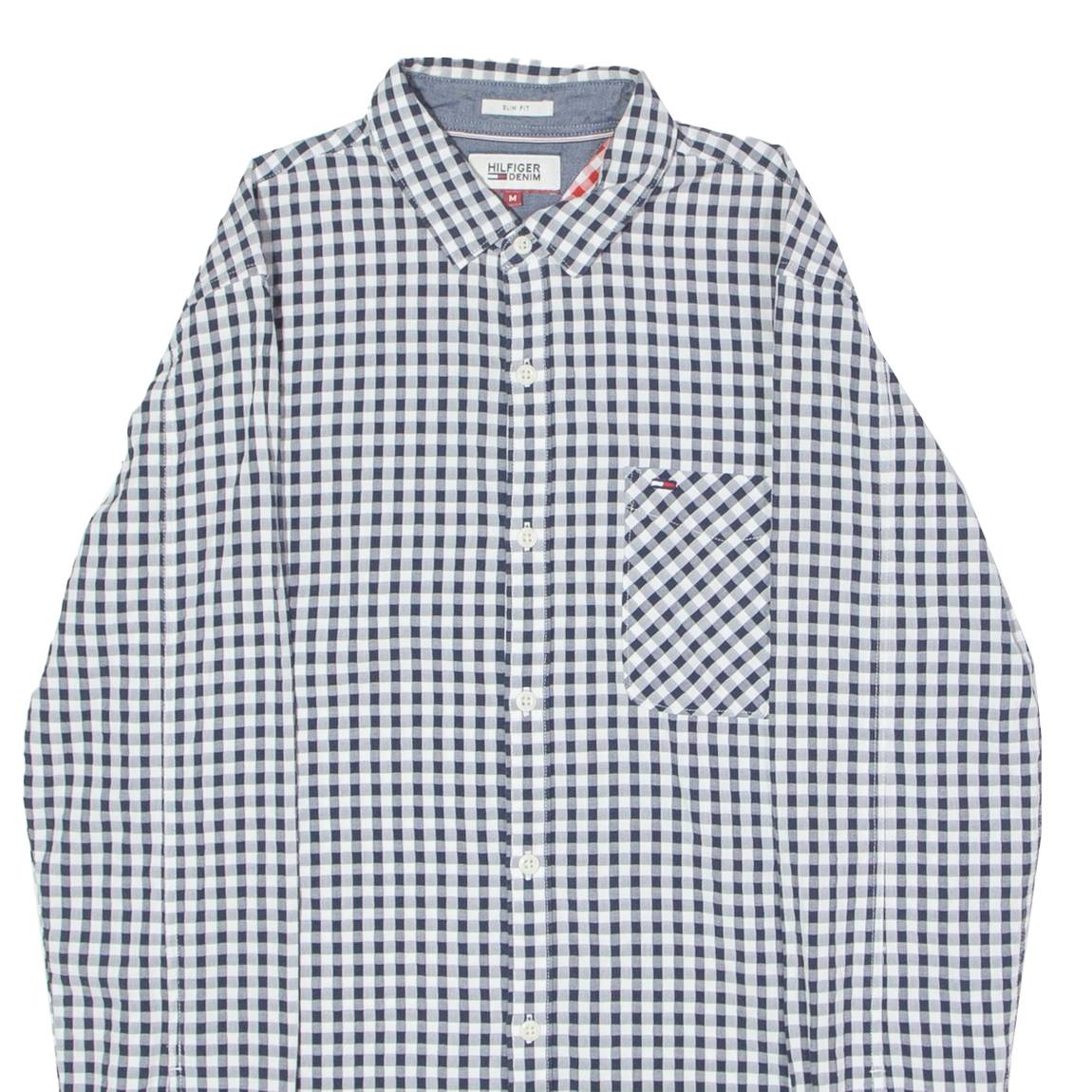TOMMY HILFIGER Slim Fit Mens Shirt Black Gingham Long Sleeve M