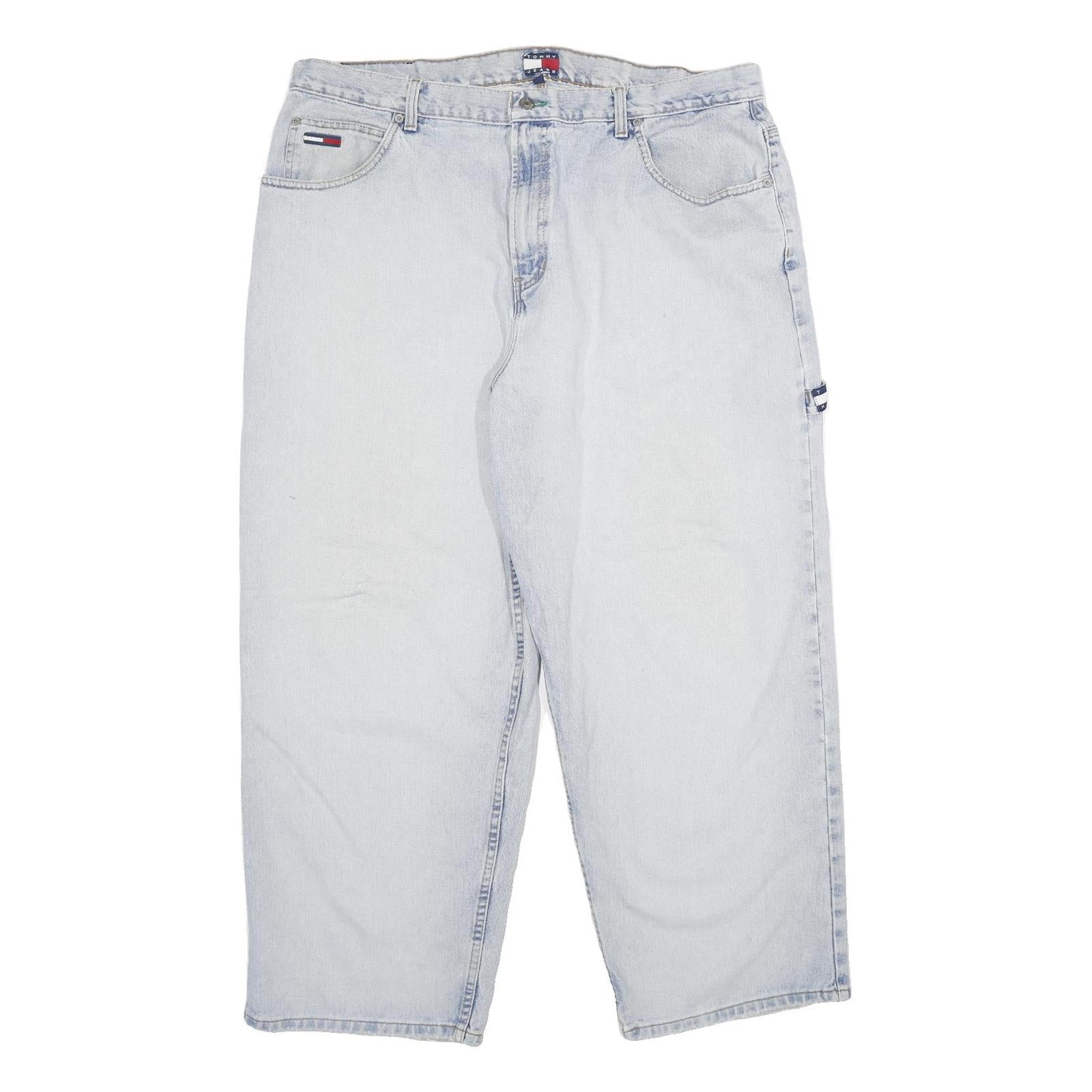 TOMMY JEANS Mens Jeans Light Blue Loose Straight Denim W40 L30 Casual Retro