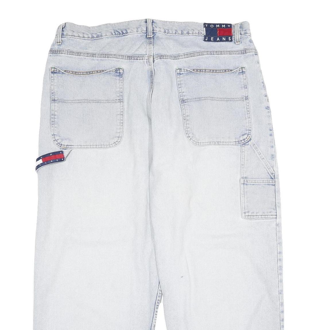 TOMMY JEANS Mens Jeans Light Blue Loose Straight Denim W40 L30 Casual Retro