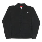 WILSON Mens Black Cotton Blend Bomber Jacket L Zip Plain Sports Casual