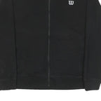 WILSON Mens Black Cotton Blend Bomber Jacket L Zip Plain Sports Casual