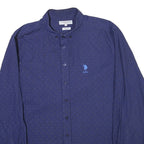 U.S. POLO ASSN Mens Blue Slim Fit Shirt L Cotton Blend Button Down Collar Long