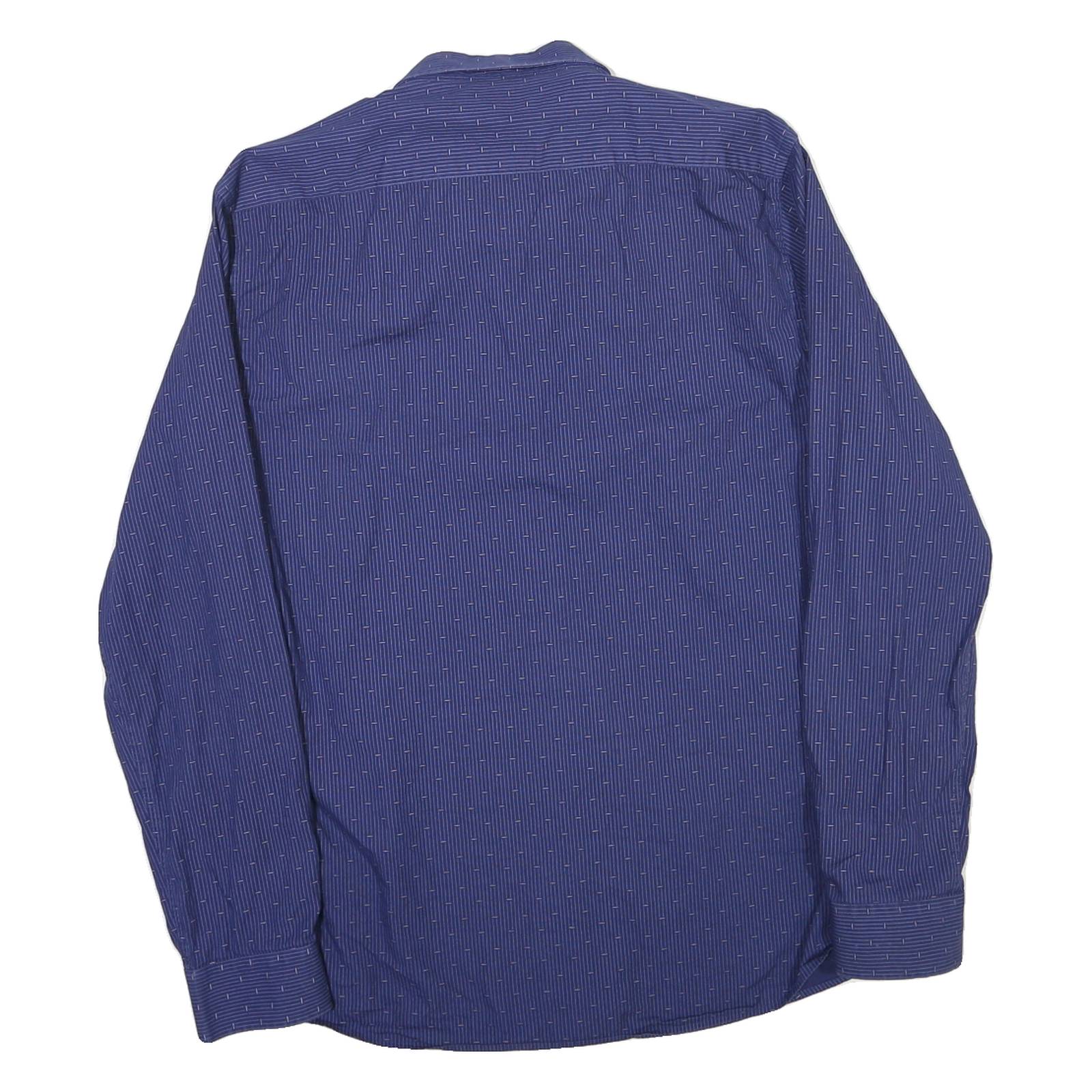U.S. POLO ASSN Mens Blue Slim Fit Shirt L Cotton Blend Button Down Collar Long