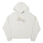 PUMA Womens White Forever Hoodie M Cotton Blend Casual Pullover Sweatshirt