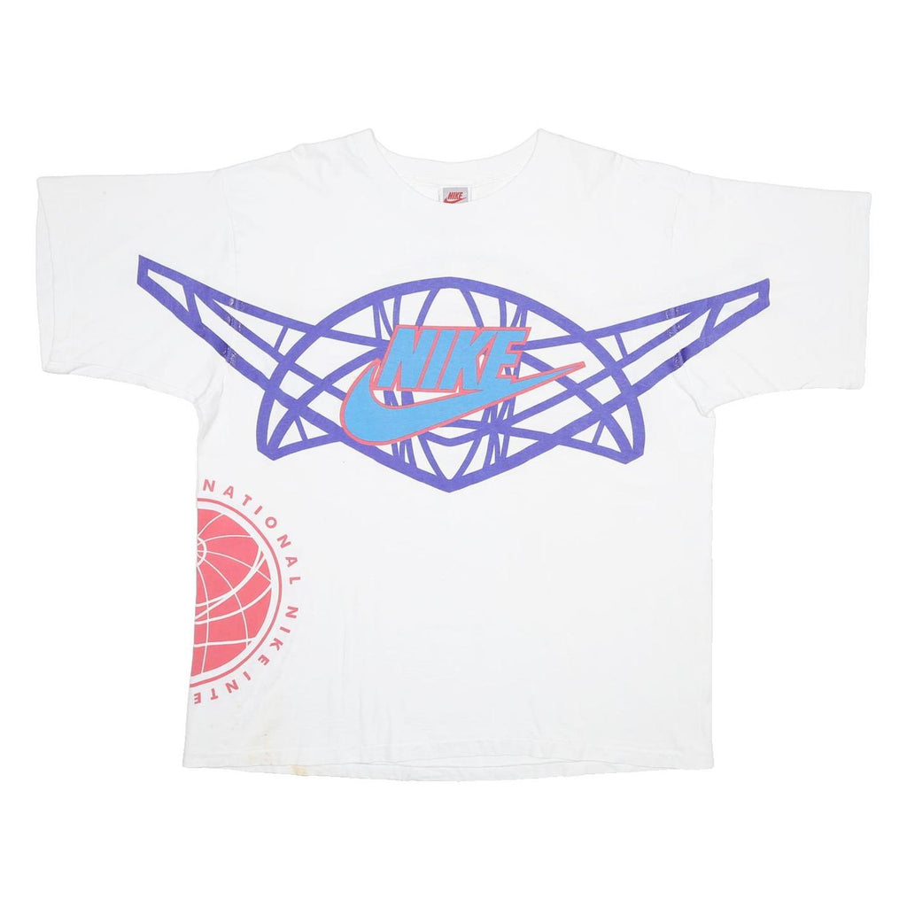 NIKE Mens White Graphic T-Shirt L Short Sleeve Crew Neck Sportswear