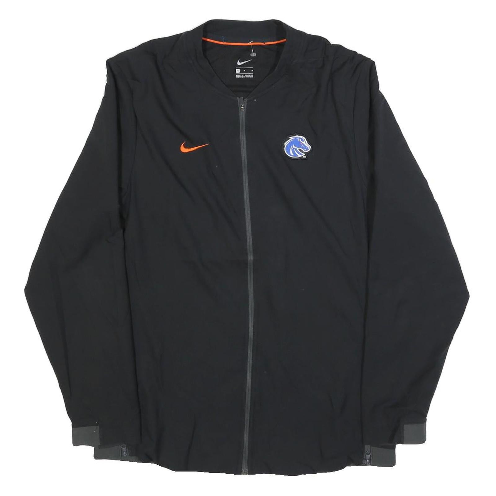 NIKE Mens Black Orange Sports Swoosh Zip Jacket M Polyester Blend Plain