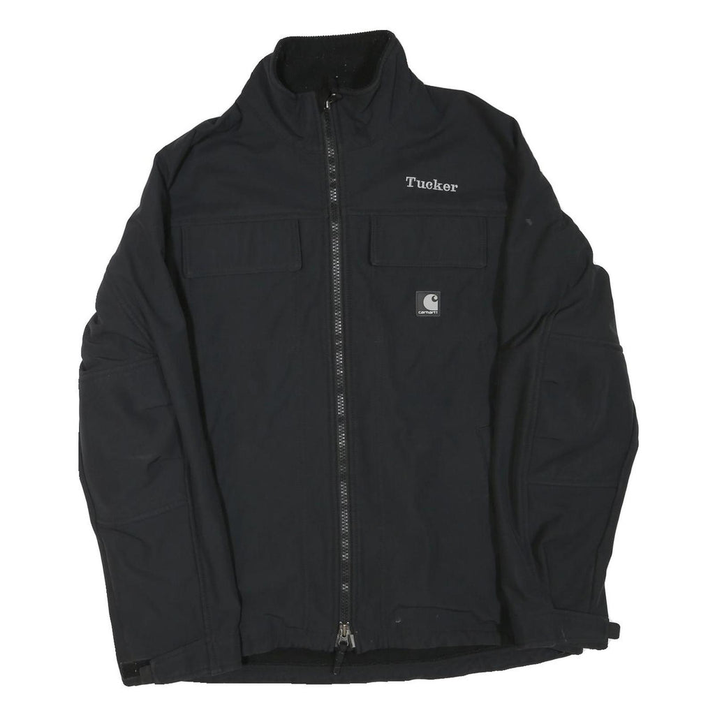 CARHARTT Mens Black Workwear Jacket L Polyester Blend Plain Embroidered PDI Logo