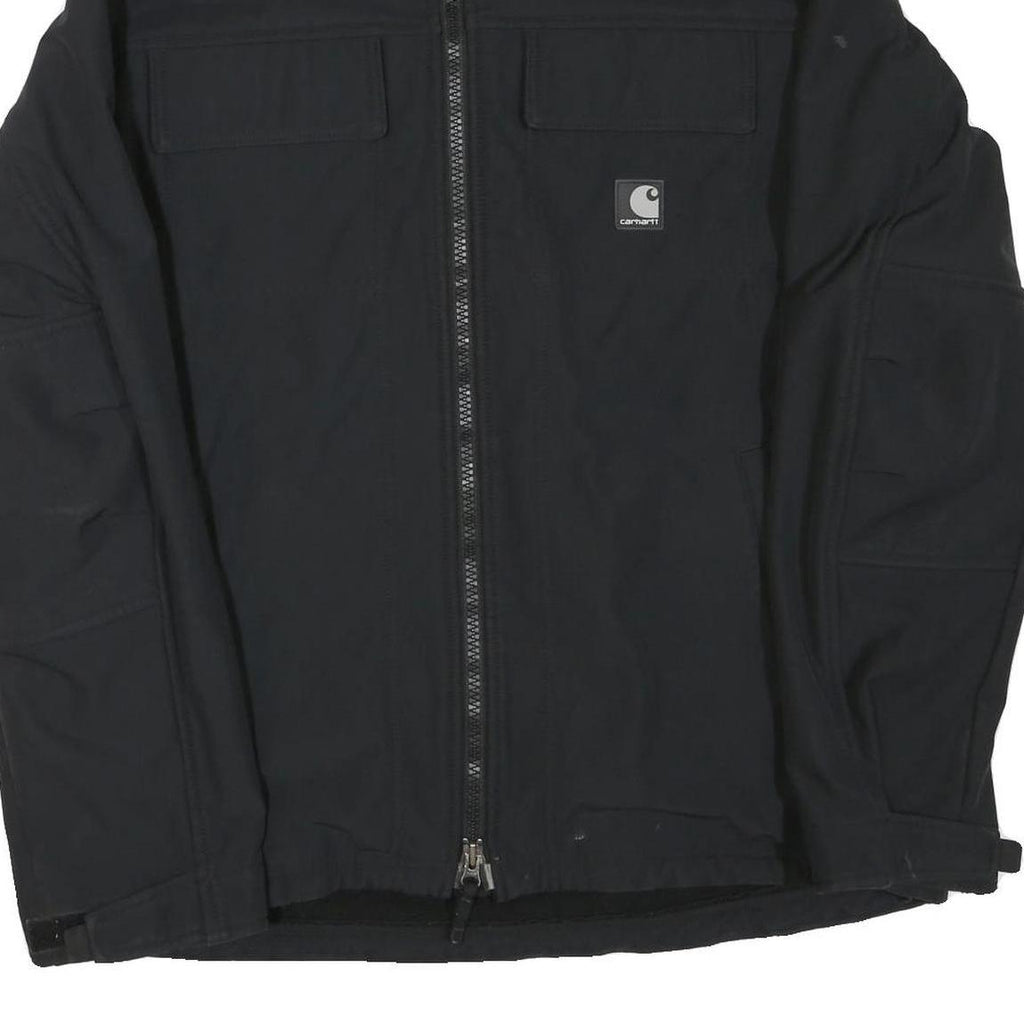 CARHARTT Mens Black Workwear Jacket L Polyester Blend Plain Embroidered PDI Logo