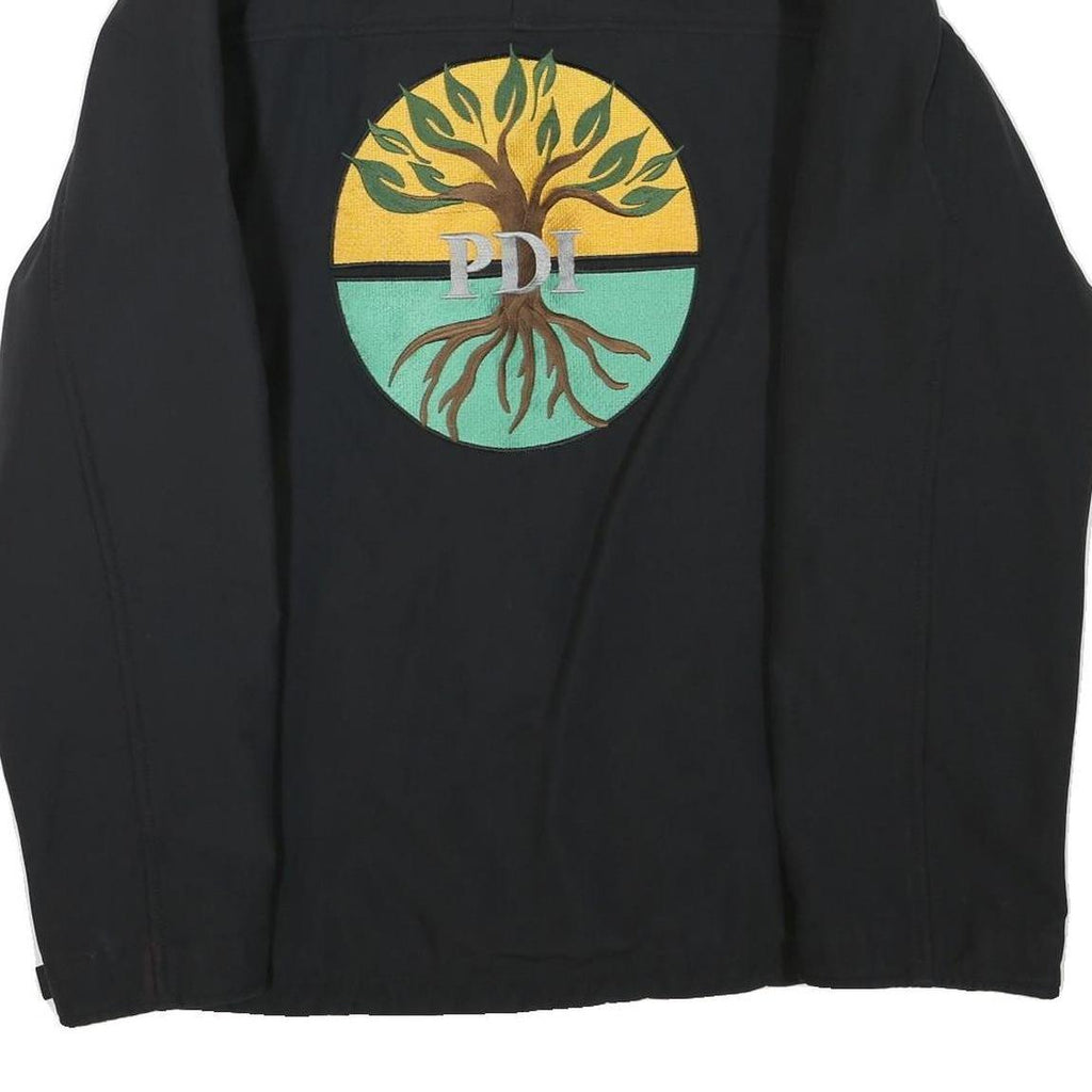 CARHARTT Mens Black Workwear Jacket L Polyester Blend Plain Embroidered PDI Logo