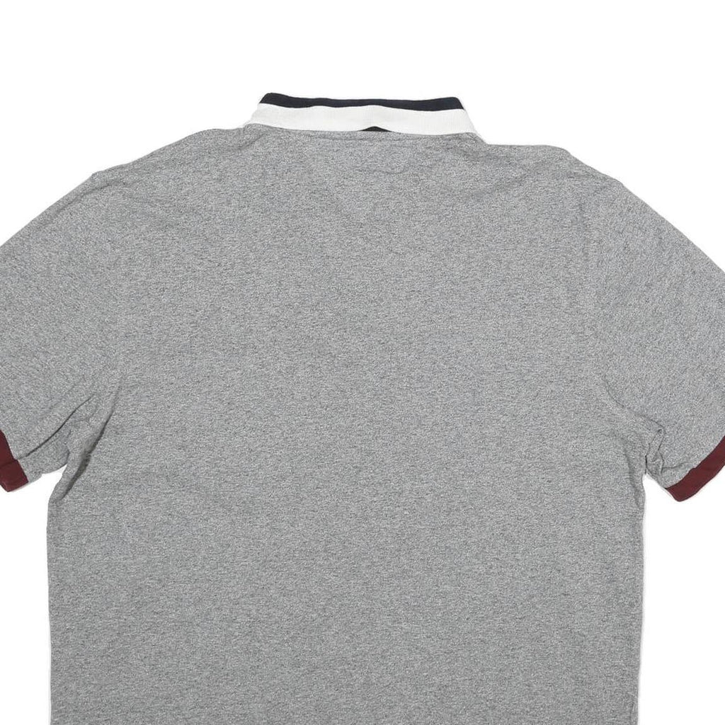 TOMMY HILFIGER Mens Grey & Burgundy Short Sleeve Basic Polo Shirt 2XL Cotton