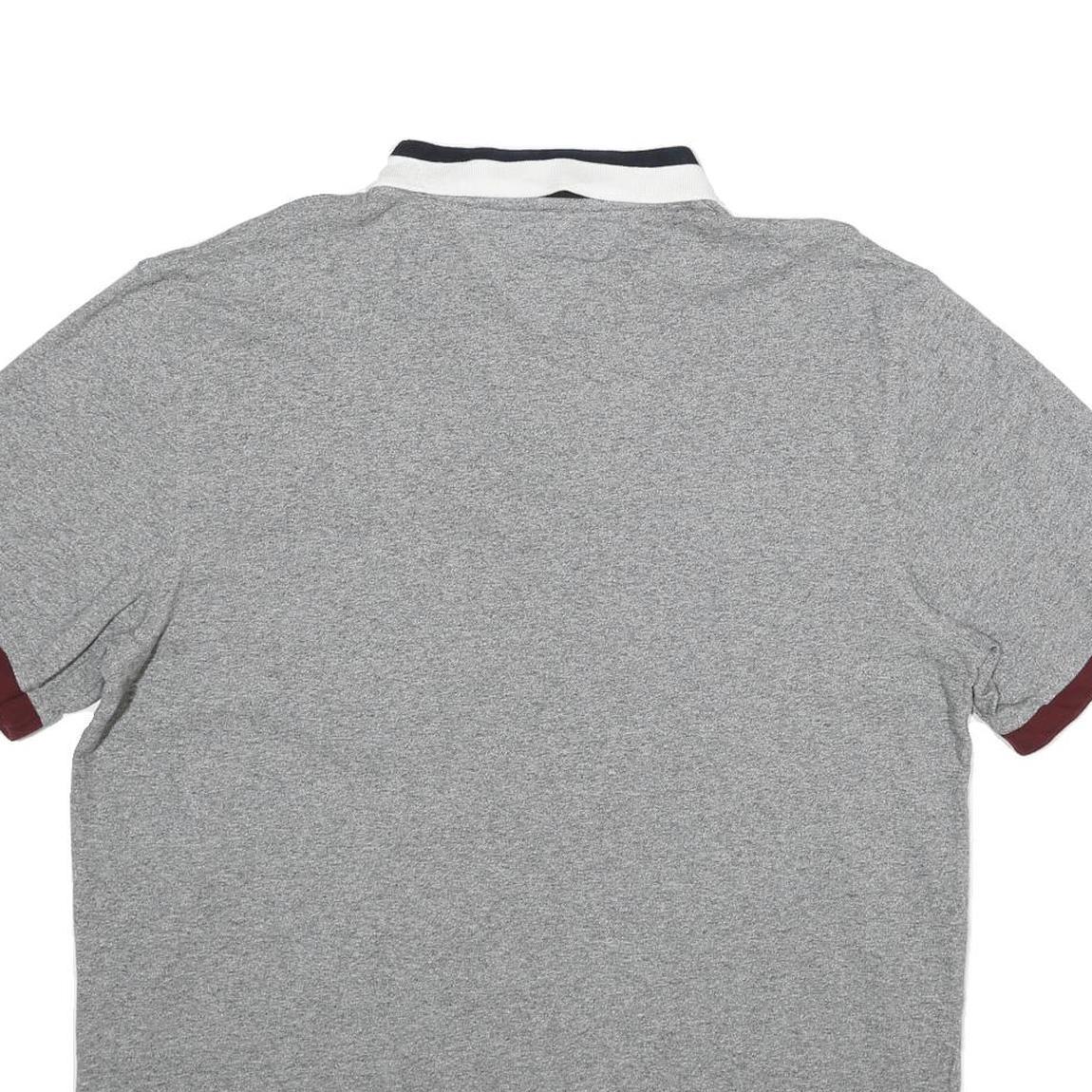 TOMMY HILFIGER Mens Grey & Burgundy Short Sleeve Basic Polo Shirt 2XL Cotton
