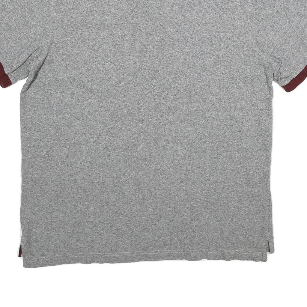 TOMMY HILFIGER Mens Grey & Burgundy Short Sleeve Basic Polo Shirt 2XL Cotton