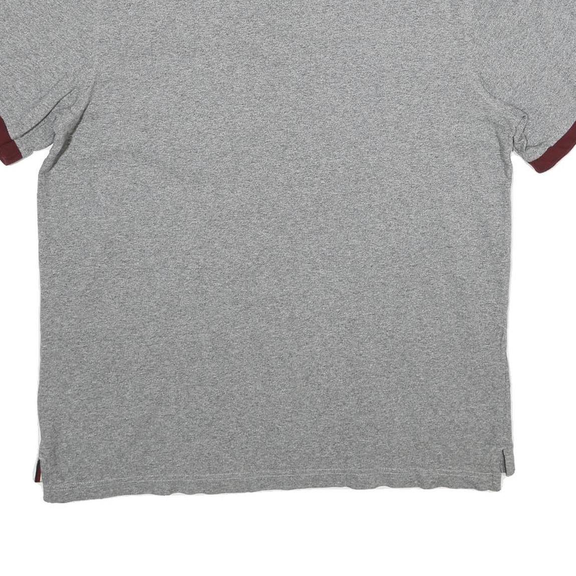 TOMMY HILFIGER Mens Grey & Burgundy Short Sleeve Basic Polo Shirt 2XL Cotton