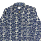 NOTATIONS Womens Blue & Cream Printed Shirt Long Sleeve Collared L Silk