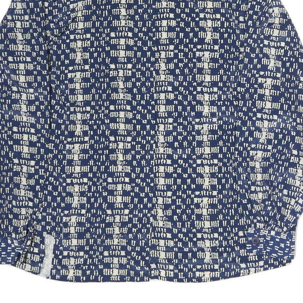 NOTATIONS Womens Blue & Cream Printed Shirt Long Sleeve Collared L Silk
