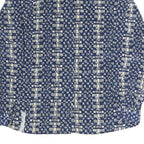 NOTATIONS Womens Blue & Cream Printed Shirt Long Sleeve Collared L Silk