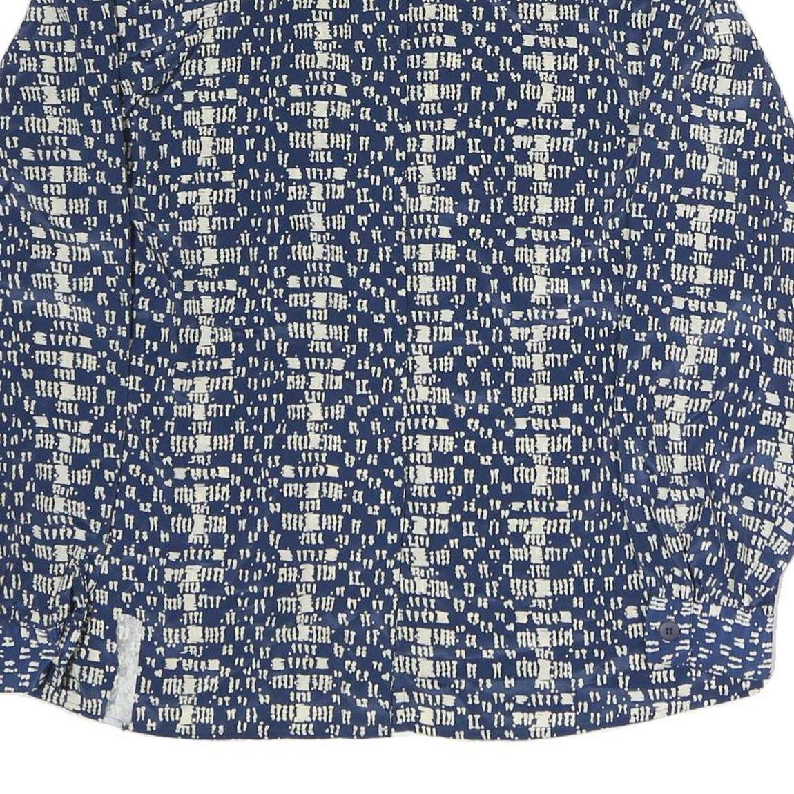 NOTATIONS Womens Blue & Cream Printed Shirt Long Sleeve Collared L Silk