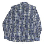 NOTATIONS Womens Blue & Cream Printed Shirt Long Sleeve Collared L Silk