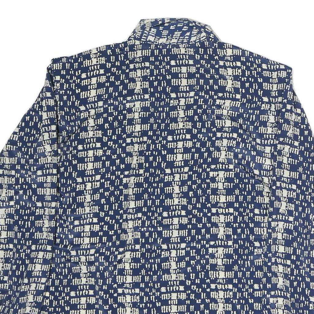 NOTATIONS Womens Blue & Cream Printed Shirt Long Sleeve Collared L Silk
