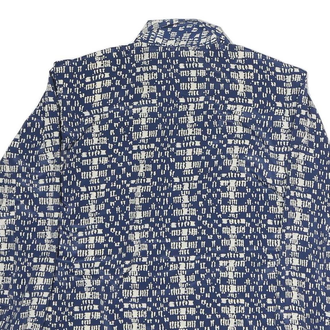 NOTATIONS Womens Blue & Cream Printed Shirt Long Sleeve Collared L Silk