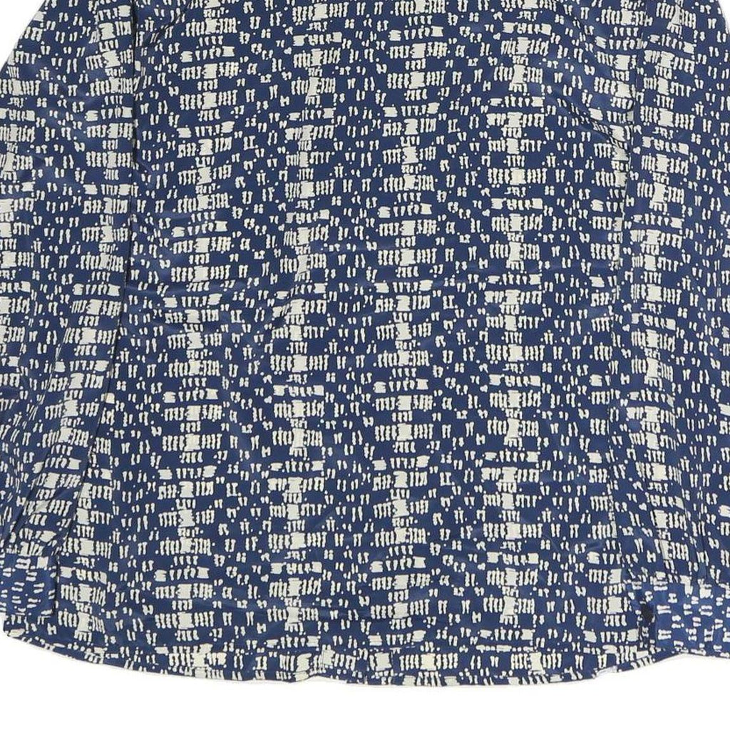 NOTATIONS Womens Blue & Cream Printed Shirt Long Sleeve Collared L Silk