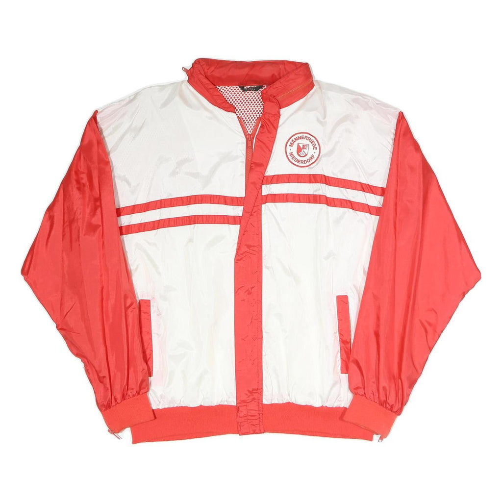 Mens Red & White Casual Zip Up Polyester Blend Jacket 2XL Plain Lightweight