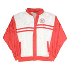 Mens Red & White Casual Zip Up Polyester Blend Jacket 2XL Plain Lightweight