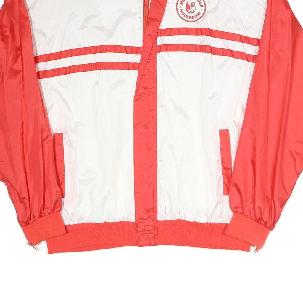 Mens Red & White Casual Zip Up Polyester Blend Jacket 2XL Plain Lightweight