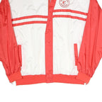 Mens Red & White Casual Zip Up Polyester Blend Jacket 2XL Plain Lightweight