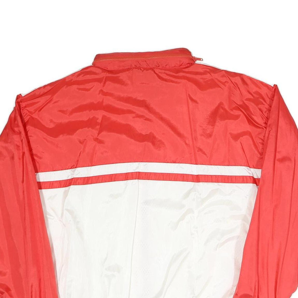 Mens Red & White Casual Zip Up Polyester Blend Jacket 2XL Plain Lightweight