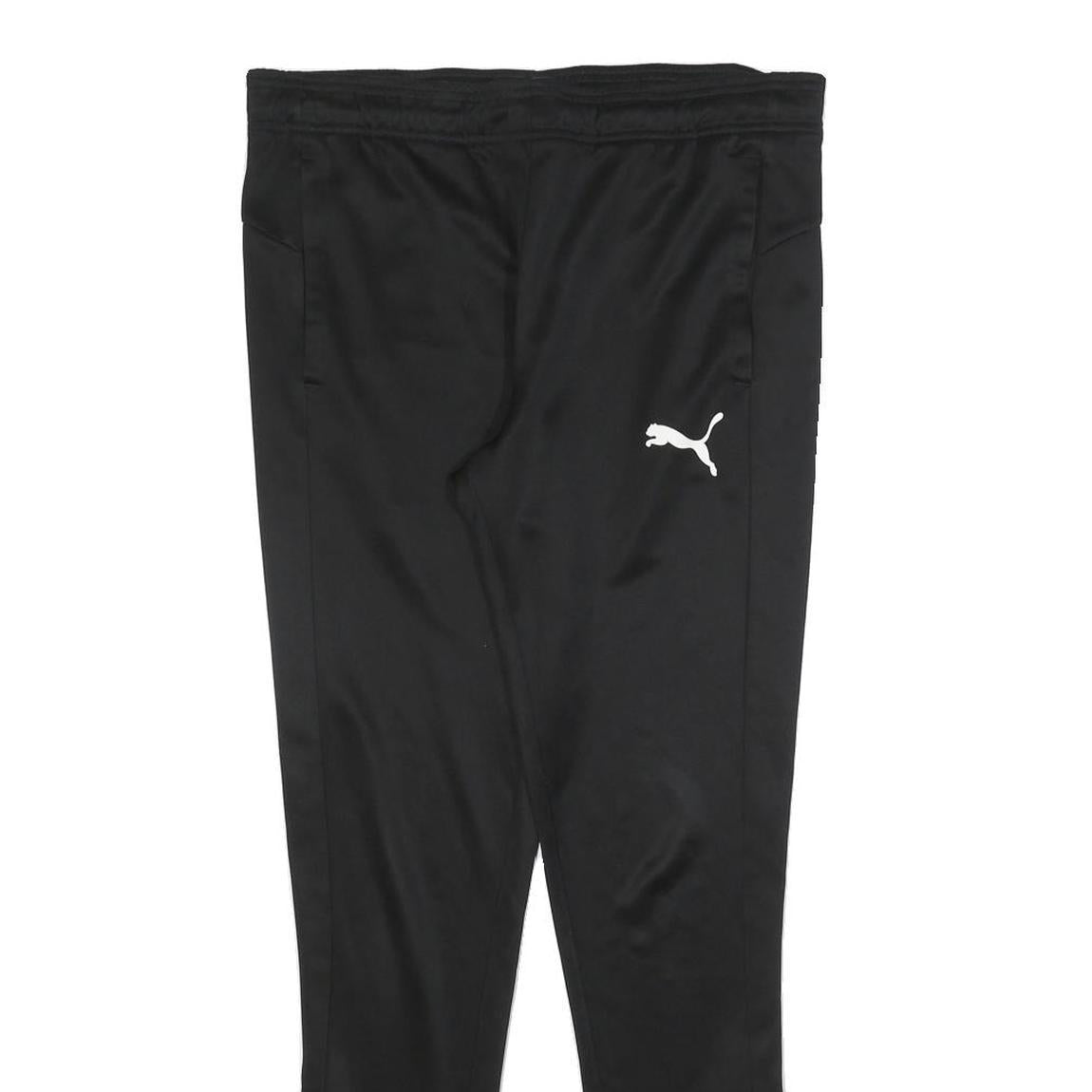 PUMA Mens Joggers Black S W32 L28 Polyester Blend Slim Tapered Fit Sports
