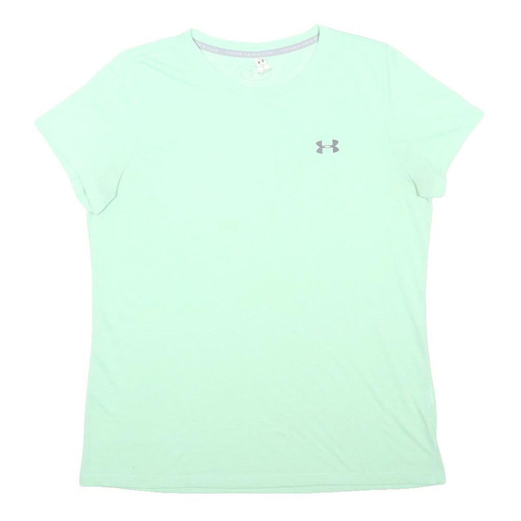 UNDER ARMOUR Womens Mint Green Cotton Blend T-Shirt L Short Sleeve Crew Neck