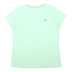 UNDER ARMOUR Womens Mint Green Cotton Blend T-Shirt L Short Sleeve Crew Neck