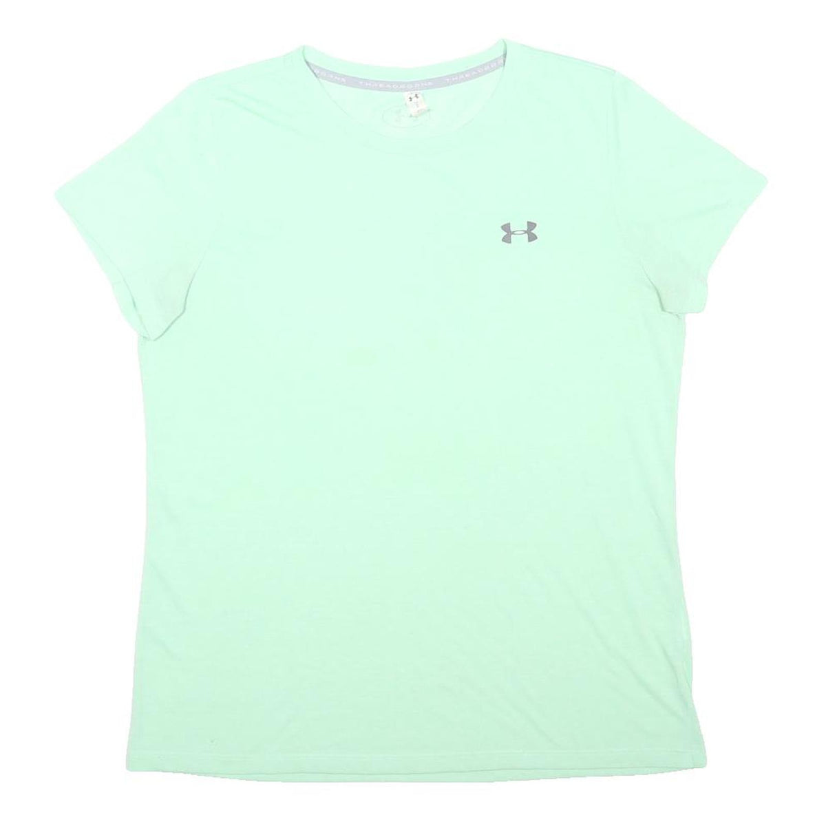 UNDER ARMOUR Womens Mint Green Cotton Blend T-Shirt L Short Sleeve Crew Neck