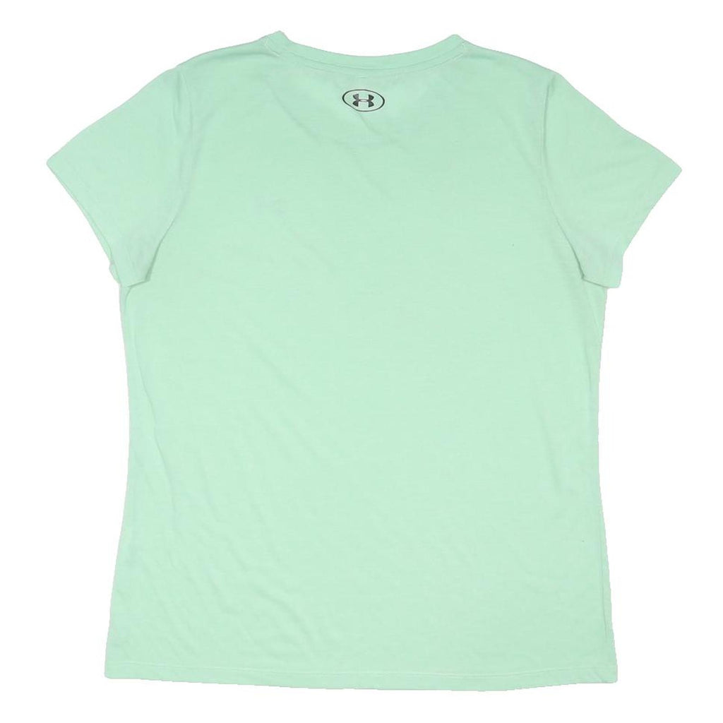 UNDER ARMOUR Womens Mint Green Cotton Blend T-Shirt L Short Sleeve Crew Neck