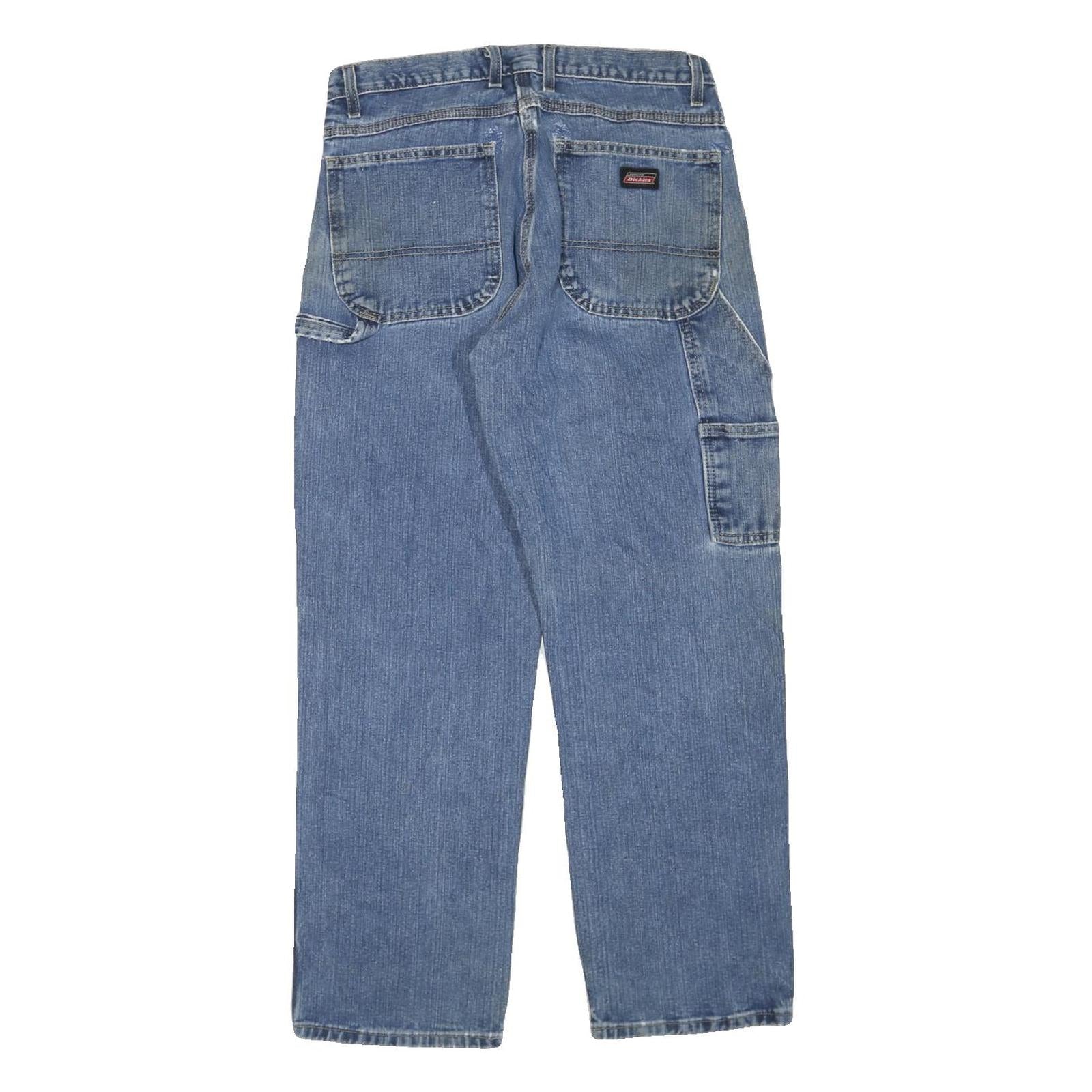 DICKIES Mens Jeans Blue Regular Straight Denim Light W32 L30 Workwear Casual