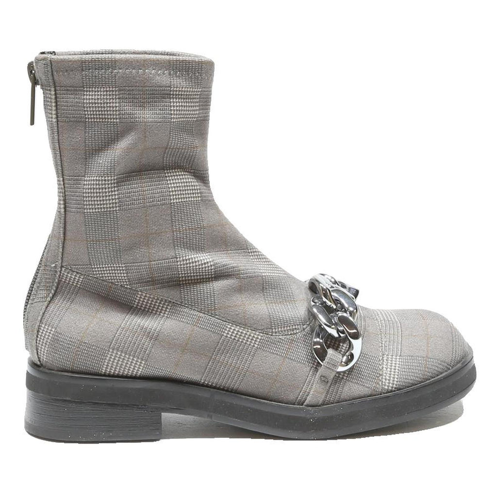 CHARLES & KEITH Womens Ankle Boots Grey Synthetic UK 3 Chain Detail Zip