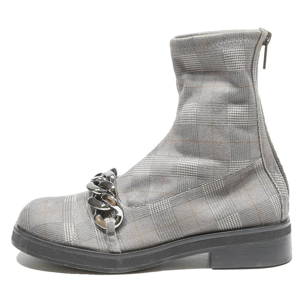 CHARLES & KEITH Womens Ankle Boots Grey Synthetic UK 3 Chain Detail Zip