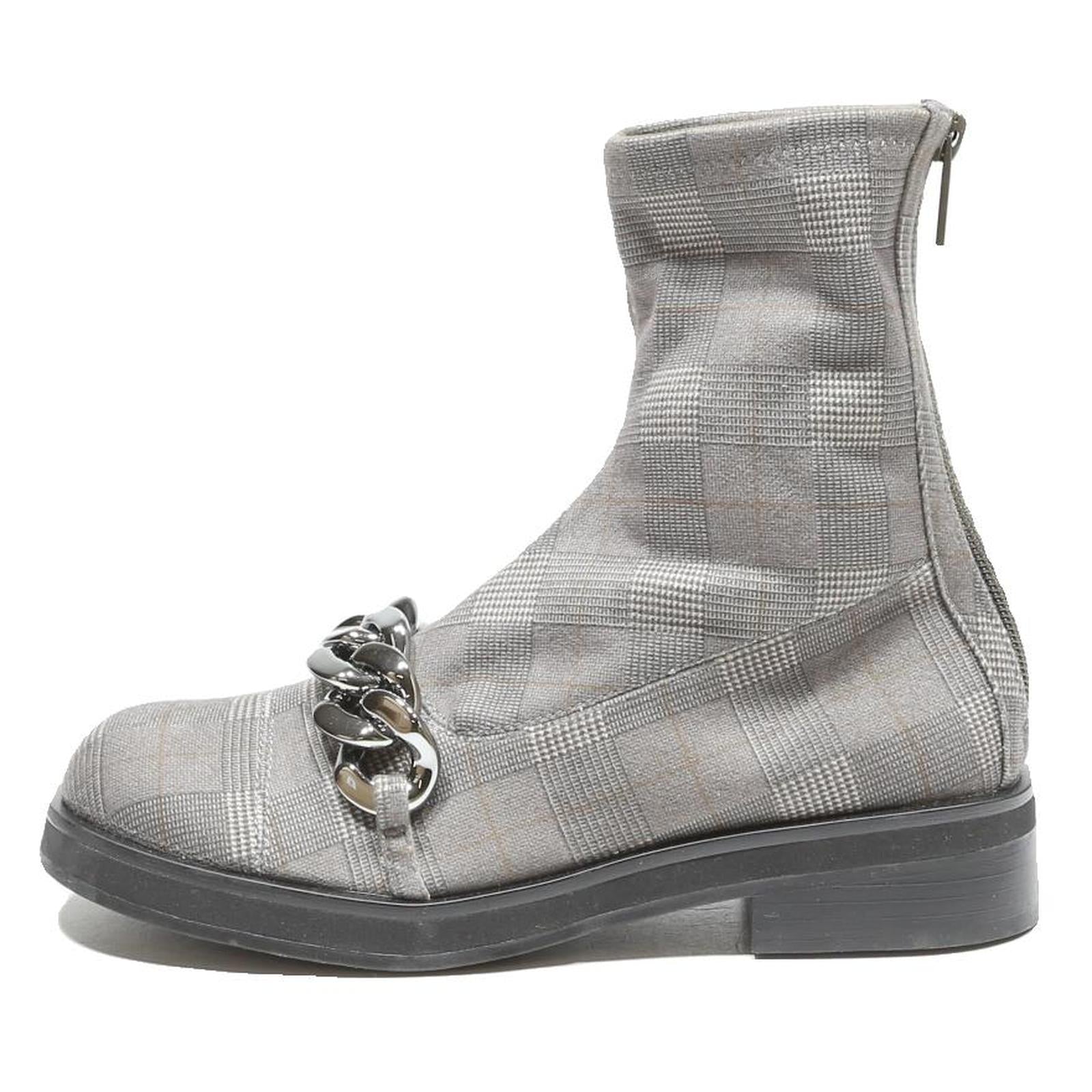 CHARLES & KEITH Womens Ankle Boots Grey Synthetic UK 3 Chain Detail Zip