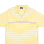 REEBOK Mens Yellow & White Striped Short Sleeve Polo Shirt XL Cotton Blend