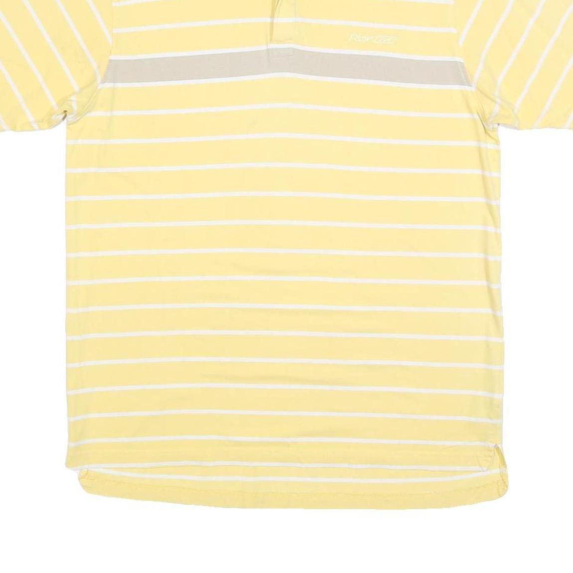 REEBOK Mens Yellow & White Striped Short Sleeve Polo Shirt XL Cotton Blend