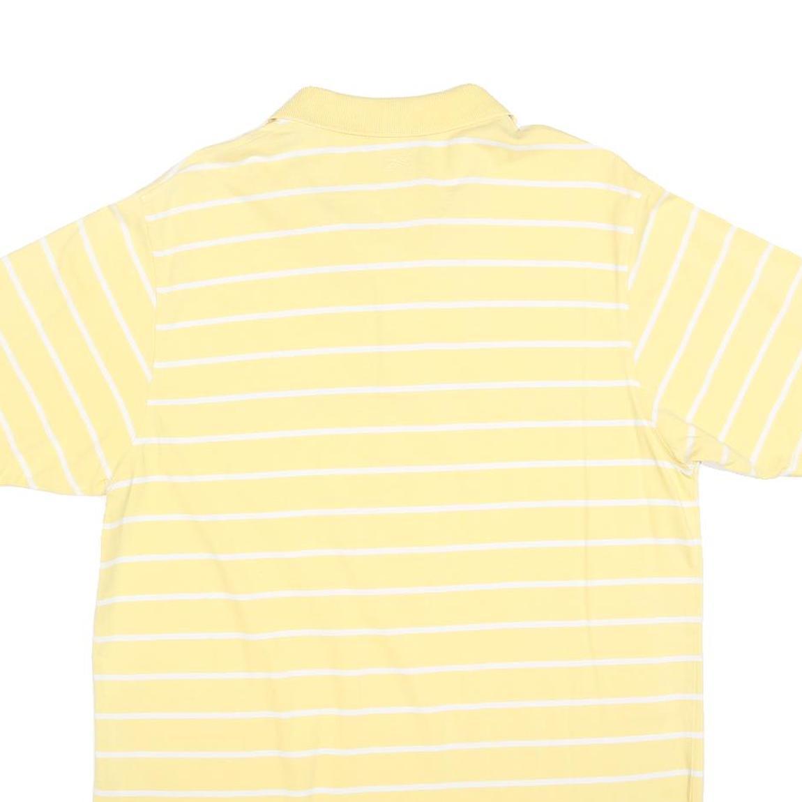 REEBOK Mens Yellow & White Striped Short Sleeve Polo Shirt XL Cotton Blend