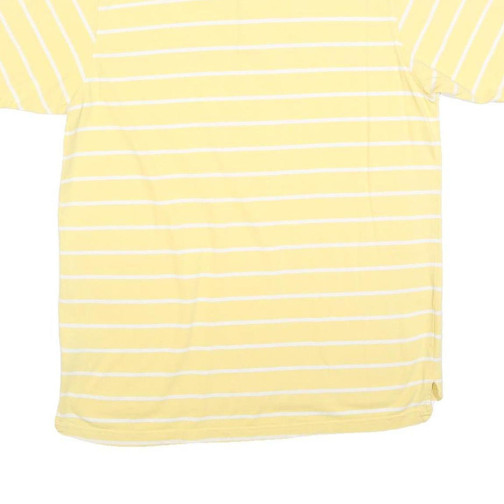 REEBOK Mens Yellow & White Striped Short Sleeve Polo Shirt XL Cotton Blend