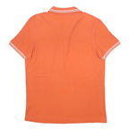 LOTTO Mens Orange Short Sleeve Plain Polo Shirt L Cotton Jersey Point Collar